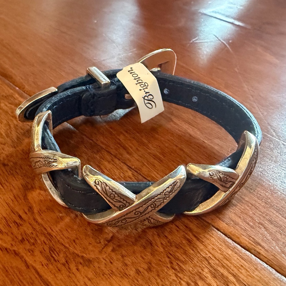 NWT Brighton Kriss Kross Etched Bandit Bracelet, Black